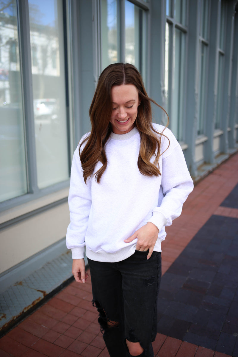 Heather Grey Smile Pullover Sweatshirt