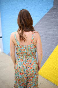 Sage Floral Print Wide Leg Jumpsuit | Boutique Elise | Shay Easel