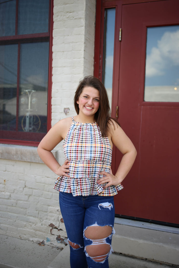 Red Multicolor Plaid Tank Top | Boutique Elise | Jenny Blu Pepper