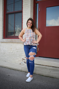 Red Multicolor Plaid Tank Top | Boutique Elise | Jenny Blu Pepper