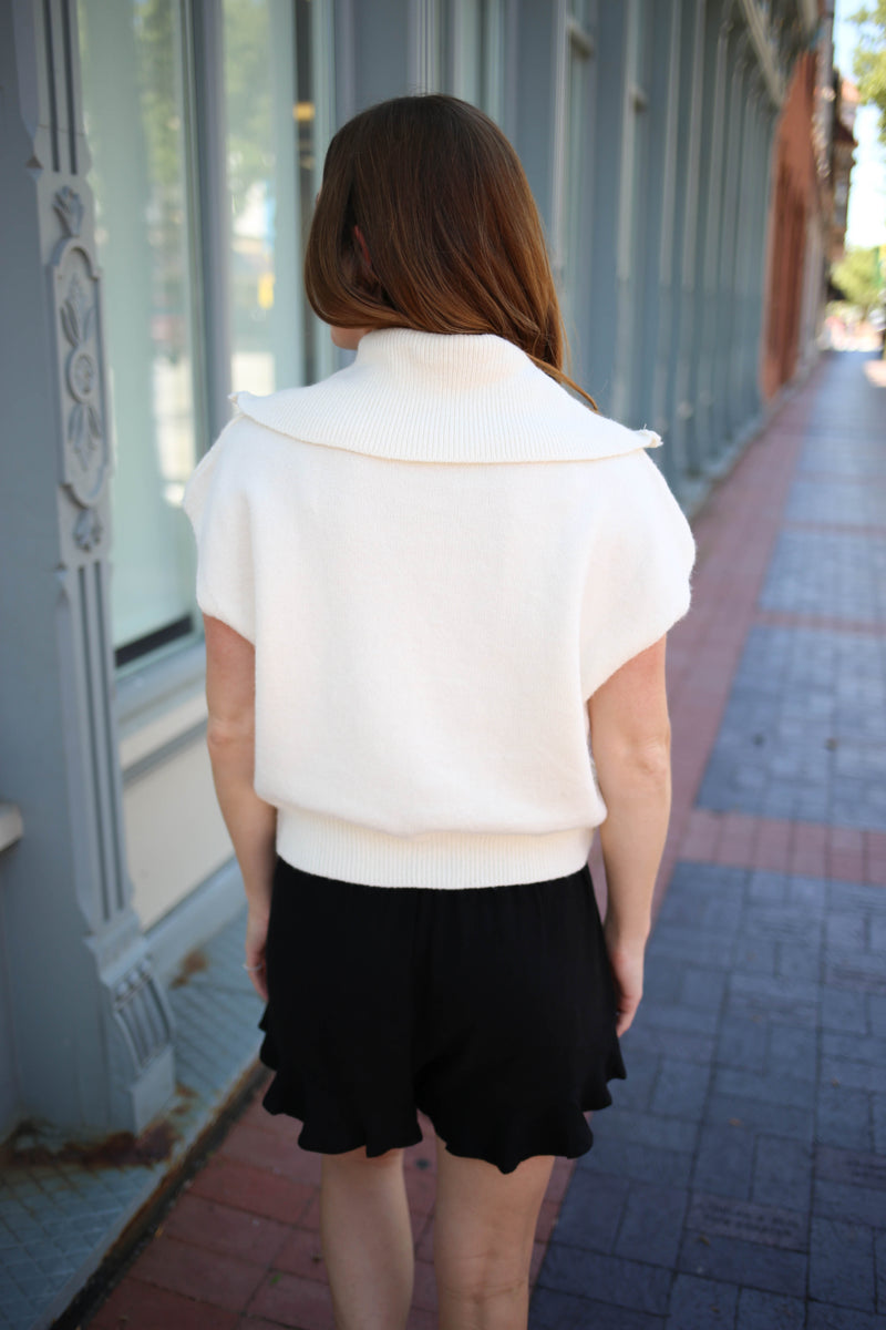 Cream Half Zip Sleeveless Sweater Vest | Boutique Elise | Nikki Dreamers