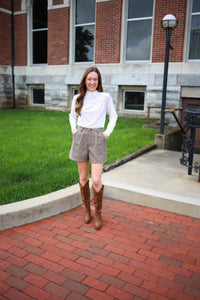 brown houndstooth tailored shorts