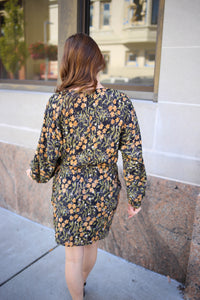Black Floral Print Wrap Dress | Boutique Elise | Marigold Entro
