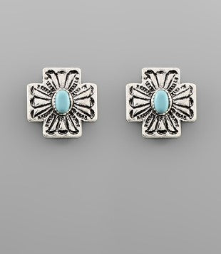 Silver and Turquoise Western Inspired Earrings | Boutique Elise Golden Stella