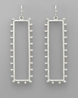 Rectangle and Bead Drop Earrings | Boutique Elise Golden Stella