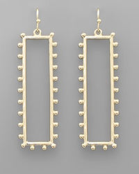 Rectangle and Bead Drop Earrings | Boutique Elise Golden Stella