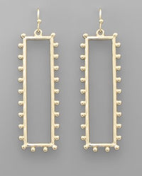 Rectangle and Bead Drop Earrings | Boutique Elise Golden Stella