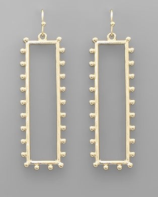 Rectangle and Bead Drop Earrings | Boutique Elise Golden Stella
