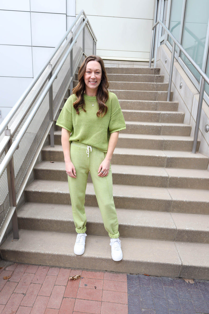 washed lime green sweatpant