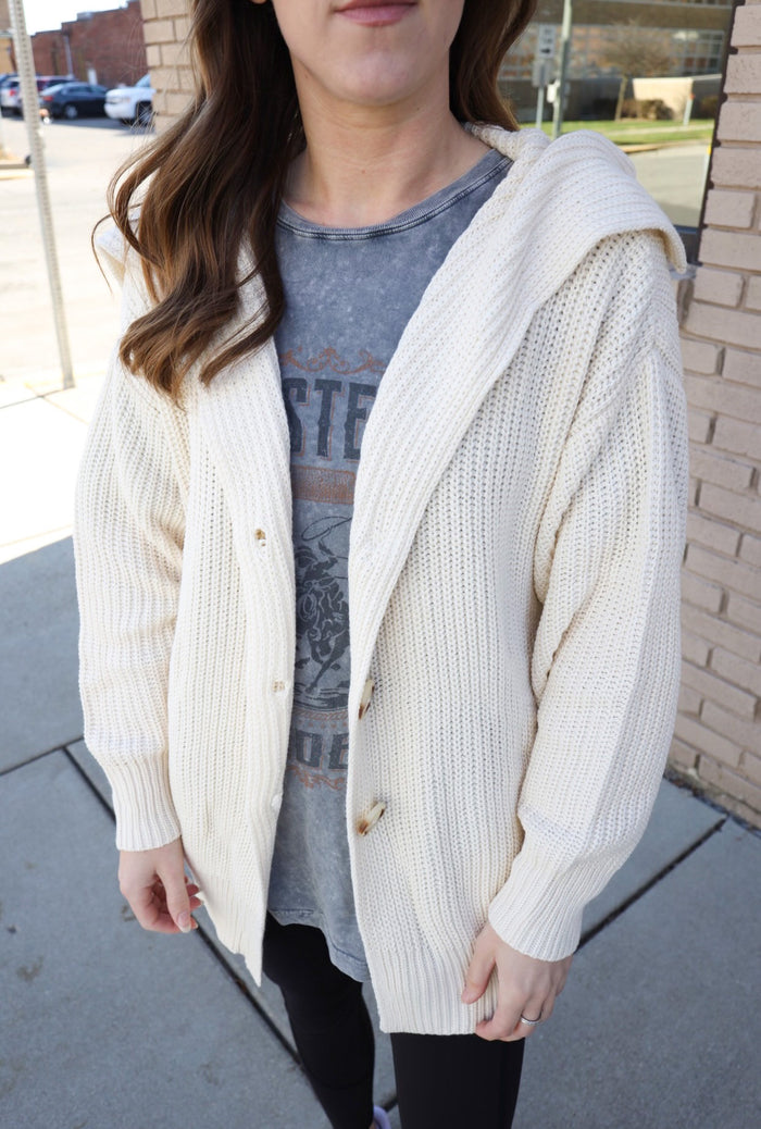 Cream Knit Boyfriend Cardigan