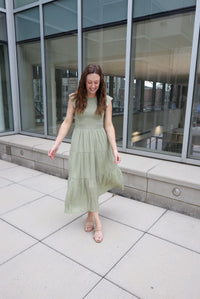 Light Olive Smocked Detail Maxi Dress | Boutique Elise | Ella Blu Pepper