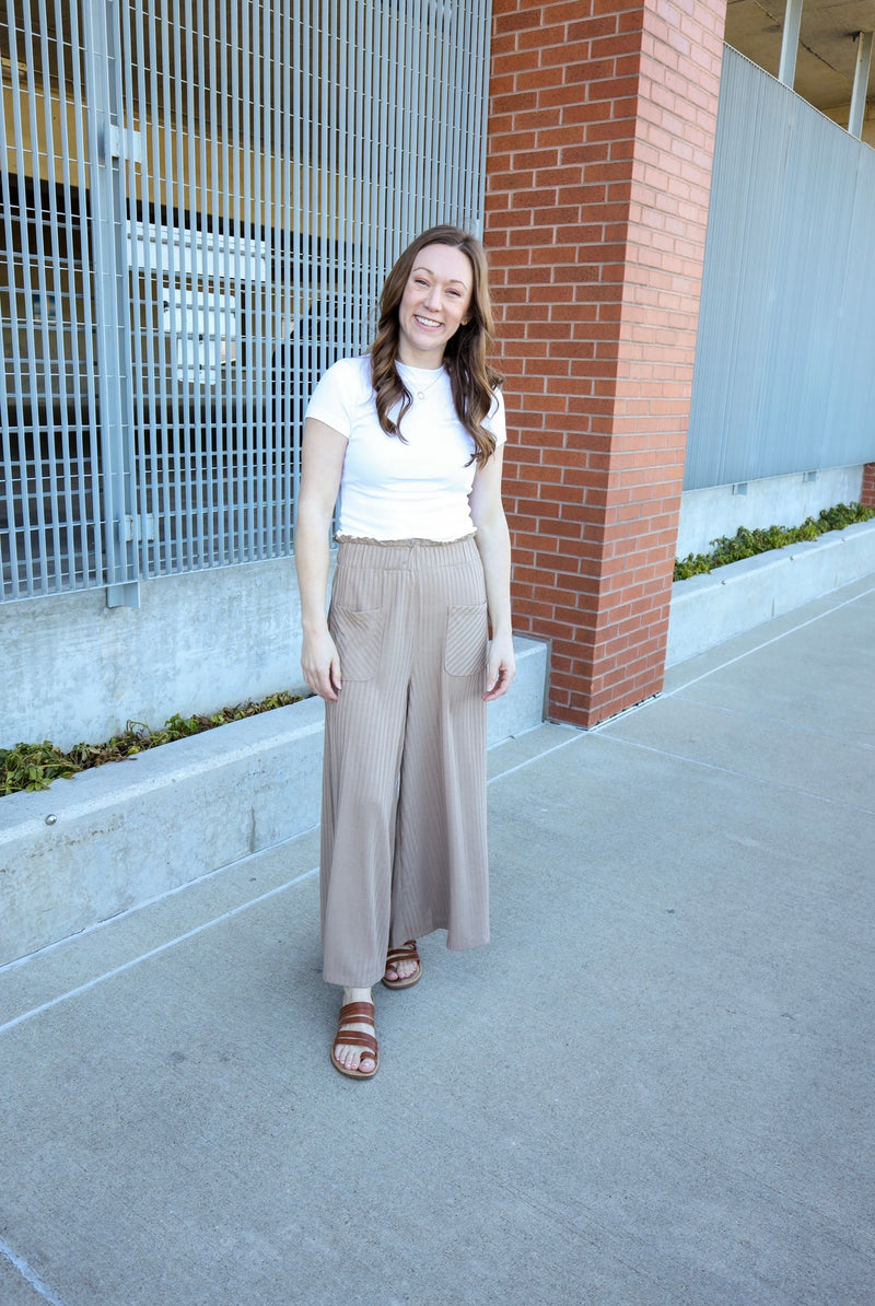 Womens Taupe Wide Leg Crop Pant | Boutique Elise | Shannon Very J