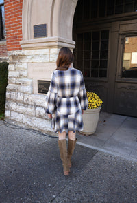 Womens Navy Plaid Dress | Boutique Elise | Nalla Blu Pepper